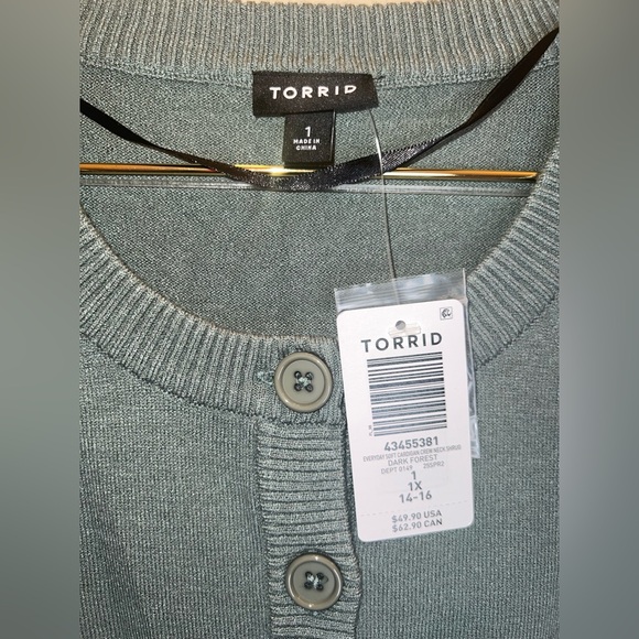 Torrid Everyday Soft Cardigan Shrug Dark Forest Green 1X NWT - Picture 4 of 7